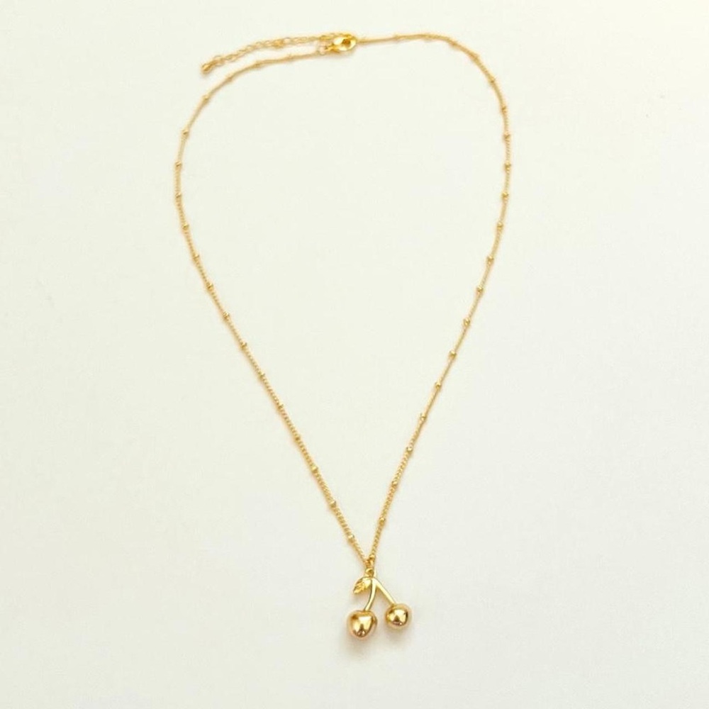 Gold Cherry Pendant Necklace 🍒 - Picture 4 of 4